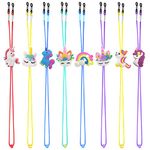 SKYCOOOOL Kids Glasses Strap (8PCS) Unicorn Rainbow Adjuster Stretchy Eyeglass Strap for Boys Girls, Multi Color, Large