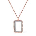 Paialco DIY Rectangle Glass Floating Living Memory Charms Locket Pendant Necklace, Metal Rhinestone