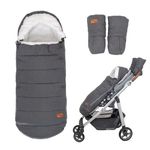 KZ Dotnz Baby Stroller Bunting Bag+Handmuff Set - Compatible with All UPPAbaby, Nuna, BOB, Jogger, Graco and Other All Strollers -Waterproof Winter Stroller Footmuff -Length Adjustable for 6 M to 5T