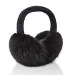 WATAME Faux Fur Ear Muffs Winter Women Girls Cute Earmuffs Fluffy Ear Warmers Soft Foldable Ear Muffs Outdoor (Black)