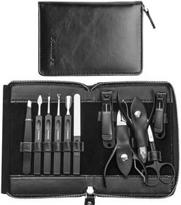 FAMILIFE Professional Manicure Set, Manicure Kit, Nail Clippers Set, 11 in 1 Stainless Steel Black Pedicure Tool, Nail Kit with Portable Leather Travel Case Luxury Gifts