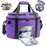 BAGSPRITE Slow-cookers Carrying Bag, Purple, 6-8 Quart, Double-Layer, Insulated, Portable Case with See-thought Window & Lid Fastener, Fits Crock-Pot & Hamilton Beach