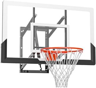 IGL Wall Mount Basketball Hoop, Wall Mounted Basketball Hoop Outdoor with 52 Inch PC Backboard, 7.5-10 FT Adjustable Basketball Goal System, 18 Inch Breakaway Rim & Steel Reinforced Bracket