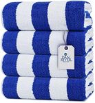 DAN RIVER 100% Cotton Beach Towels Set Pack of 4, Quick Dry Ultra Soft & Highly Absorbent 30”x60” Oversized Cabana Striped Pool Towels for Bathroom, Home, Hotel and Shore| 500 GSM| Blue Striped
