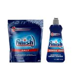 Finish Dishwasher Salt Powder 2Kg and Dishwasher Rinse Aid Liquid, Shine & Dry - 400ml | World's #1 Recommended Dishwashing Brand