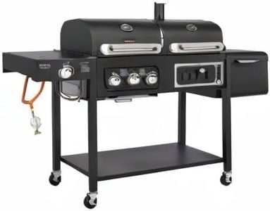 CosmoGrill Hybrid 4-Burner BBQ – Dual Fuel Gas & Charcoal Grill with Smoker, Thermometer, Warming Rack