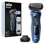 Braun Series 6 Electric Shaver for Men with Precision Trimmer, Wet & Dry, UK 2 Pin Plug, 60-B1200s, Blue Razor