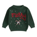 LSFYSZD Toddler Baby Girls Boys Halloween Pumpkin Sweaters Long Sleeve Crew Neck Winter Warm Knitwear Pullover Jumpers Top (Merry Xmas Dark Green#1, 4-5 Years)