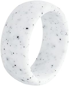 Silicone Rings for Men and Women - Black and White Mens Rings - 8mm Silicon Ring, Wedding Ring, Engagement Band, Eternity Ring - Sport and Workout Jewellery, Rubber Rings, Solicone Ring Man or Woman