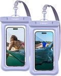 Spigen Pvc Aqua Shield Floating Waterproof Cover Case A610,Ipx8 Waterproof Phone Case For iPhone 15 Pro Max And More,Samsung Galaxy S24 Ultra,Pixel 7A And Up To 8.2Inch-Aqua Blue(2 Pack)