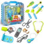 Durable Kids Doctor Kit with Electronic Stethoscope and 12 Medical Doctors Equipment, Packed in a St