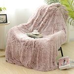 Hugs Living Frosty Faux Fur Throw Blanket with Super Soft Shaggy Long Fur (Rose Quartz, 50" x 70")