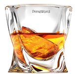 PrimeWorld Twist European Crystal Whiskey Glasses Set Of 6 Pcs- Bar Glass For Drinking Bourbon, Whisky, Scotch, Cocktails, Cognac- Old Fashioned Cocktail Tumblers, 283.4 Ml