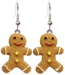 Bluebubble CHRISTMAS COOKIE Iced Gingerbread Man Dangle Earrings on Gift Card