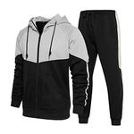 AOTORR Mens Tracksuit Set Full Zip Hooded Jacket Jogging Tops Bottoms Sweatshirt Suit with Pockets TZ95 Black XL