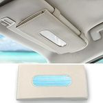 Car Visor Tissue Holder, Sun Visor Napkin Holder, Backseat Tissue Case, PU Leather Car Tissue Box Mask Holder for Car Visor (Beige)