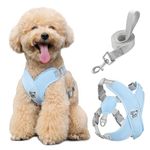 Pawaboo Dog Harness with Leash Set, X-Frame No Pull Pet Harness, Adjustable Choke Free Dog Vest Harness for Small Medium Dogs & Puppies, Breathable Puppy Vest with Leash for Walking Outing (M, Blue)