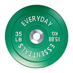 BalanceFrom Everyday Essentials Color Coded Olympic Bumper Plate Weight Plate w Steel Hub, Green