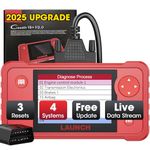 [2025 New] LAUNCH X431 Creader VII+ V2.0 Car Code Reader, 3 Reset Oil Service/Throttle Relearn/SAS Reset Full EOBD OBD2 Scanner Testing Engine/Transmission/ABS/ Airbag System, Lifetime Free Update