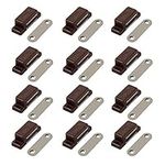 Cabinet Magnet Latch - Best for Cabinet Doors, Cupboards, Drawers and Shutters - Cabinet Magnetic Latch Easy Install - Magnetic Cabinet Catch Screws Included - Set of 12 (Brown)