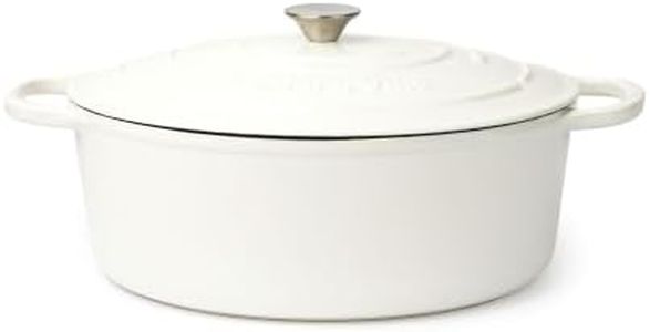 Larder & Vine 8 qt Oval Enameled Cast Iron Dutch Oven Pot, White