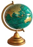 GeoKraft 8 Inch Green Gold Premium Decorative Rotating Globe with Metal Arc and Base/World Globe/Home Decor/Office Décor