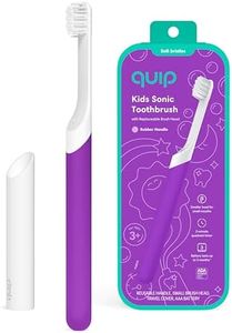 Quip Kids Electric Toothbrush - Sonic Toothbrush with Small Brush Head, Travel Cover & Mirror Mount, Soft Bristles, Timer, and Rubber Handle - Purple