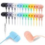 Wholesale Bulk 50 Pack Multi Color Earbuds Headphones for Classroom, Durable Earphones Perfect for Kids K12 Schools Students Teens Kindergarten Children Gift and Adult