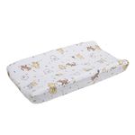 Disney Winnie The Pooh Classic Pooh 100% Cotton Quilted Changing Pad Cover in Ivory, Butter, Aqua and Orange, Ivory, Butter, Aqua, Orange