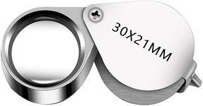 Levin Jewelers Loupe 30X 21mm Magnifying Portable Jewelry Magnifier Foldable Magnifying Glass, for Gems, Coins, Antiques, Stamps, Reading, Inspection, etc. (Metal Body Silver)