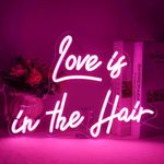 Horseneon Love is in the Hair Neon Light Sign Love Neon Sign Love Light Up Sign USB Dimmer Neon Signs for Wall Bedroom Wedding Livingroom Birthday Valentine'Day