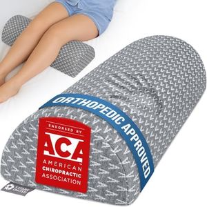 5 STARS UNITED Knee Pillow for Back Sleeping – Memory Foam Cushion for Sciatica Pain Relief – Under Leg Support for Sleeping on Back – Large Half Moon Bolster for Bed, Gray