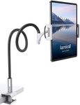 Lamicall Gooseneck Tablet Holder, Universal Tablet Stand - 360 Flexible Lazy Arm Holder Clamp Mount Bracket Bed for 4.7~13" 2024 iPad Pro Air mini, Samsung Tab, iPhone, Switch, more Devices - Black