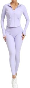 Workout Gym set for Women, align style, Fitness Sports Running Clothes Yoga Sportswear, 3 piece set. (Medium, Light Purple)