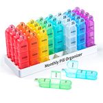 Zoksi Pill Box 3 Times a Day, Monthly Pill Box Organiser, 30 Day Pill Organiser, One Month Pill Case Three Times a Day, 31 Day Medicine Organizer Pill Container to Store Fish Oils, and Other Meds