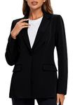 Urban CoCo Women's Casual Blazers Open Front Lapel Button Long Sleeve Office Work Suit Jacket (Black, L)