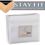 Clara Clark 1800 Series Bed Sheet Sets - Stay fit on mattress with elastic straps at corners - Full (Double), White