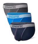 Separatec Men's Bikini Underwear Breathable Soft Bulge Enhancing Dual Pouch Underwear Briefs for Men 3 Packs