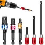 Hakkin 6Pcs Impact Grade Socket Adapter Set & Extension Bit Holder 3-Piece 1/4”, 3/8”, and 1/2” Drive 3-Piece Drill Bit Extension Bit Holder for Power Drill to High Torque Impact Wrench