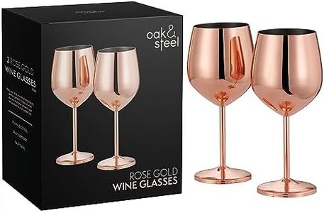 Oak & Steel - 2 Verres à Vin en Acier Inoxydable Or Rose, 520 ml - Élégants Verres à Vin Rouge Incassables pour les Occasions Spéciales avec Boîte Cadeau