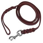 Leather Dog Leads，Brown Leather Dog Leash 7/6/5 Foot 3 Types Leather Belt For Walking Running Training Lead(1.2m)