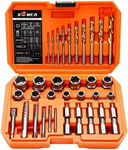 XEWEA 39PCS Screw & Bolt Extractor Set with Left Hand Drill Bit Set, Multi-Spline Easy Out Broken Bolt Remover Tools for Damaged Stripped Rounded-Off Bolts, Socket Screws, Nut, Studs and Fittings