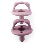 Itzy Ritzy Sweetie Soother Silicone Pacifiers with Collapsible Handle & Two Air Holes for Added Safety; Set of 2 in Orchid & Lilac, Ages Newborn & Up