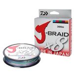 Daiwa Jbraid 8 Braid 300 Braided Fishing Line - Multicoloured - Size: 0.180 mm