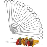 20 Pcs Kebab Skewers, 25cm Stainless Steel BBQ Grilling Skewers, Reusable Metal Skewer Sticks for Food Grill, Barbecue Skewers, Food-Grade 304 Shish Kebab, Cocktail Sticks