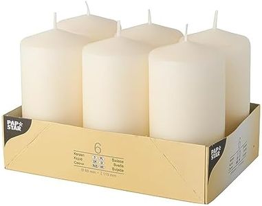 Papstar 17,991 - Conjunto de 6 velas, 60 x 115 mm, 6 piezas, colores: Crema