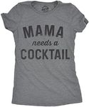 Womens Mama Needs A Cocktail T shirt Funny Mom Life Graphic Sarcastic Cute tee (Dark Heather Grey) - M