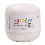 golo Crochet Thread Size 30 Yarn for Hand Knitting Cotton Crochet Yarn White Yarn