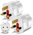 2 Pack EU to UK Plug Adapter, European to UK Travel Adaptor 2 Pin to 3 Pin Plug Adapter, Type C/E/F Europe German France Spanish Polish Turkish to British Adapter Type G