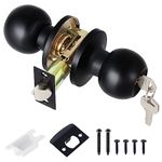 Coolty Entrance Door Knob with Lock and Key, Entrance Knob Set, Exterior Door Knob Front Lockset, External Internal Locking Door Handle for Bedroom/Bathroom/Office/Work Place(Black)